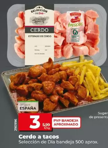 Oferta de Seleccion De Dia - Cerdo A Tacos por 3€ en Dia