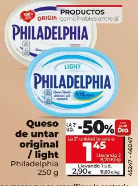 Oferta de Philadelphia - Queso De Untar Original/Light por 2,9€ en Dia