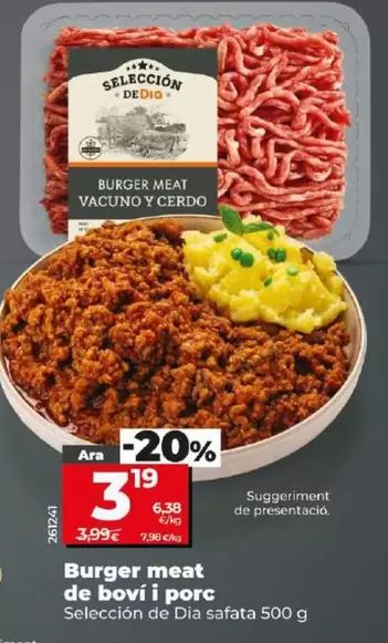 Oferta de Seleccion De Dia - Burger Meat De Vacuno Y Cerdo por 3,19€ en Dia