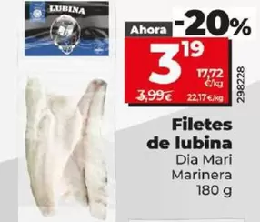 Oferta de Dia Mari Marinera - Filetes De Lubina por 3,19€ en Dia