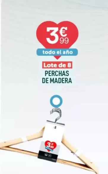 Oferta de Lote De 3 Perchas De Madera por 3,99€ en Centrakor