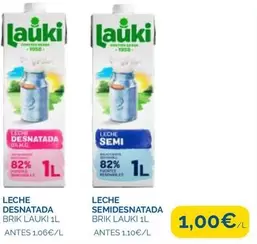 Oferta de Lauki - Leche Desnatada por 1€ en Supermercados La Despensa