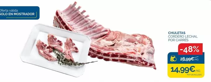 Oferta de Solo - Chuletas Cordero Lechal Porc por 14,99€ en Supermercados La Despensa