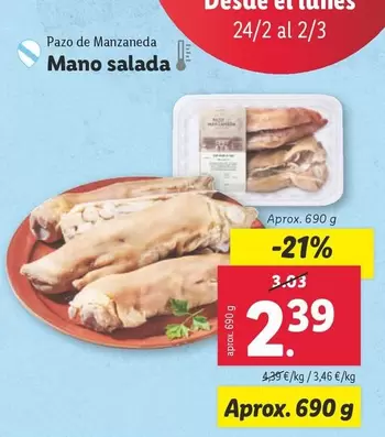 Oferta de Pazo - Mano Salada por 2,39€ en Lidl