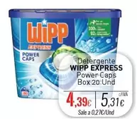 Oferta de WiPP Express - Detergente Power Caps Box por 4,39€ en Cuevas Cash