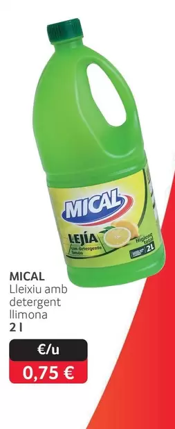 Oferta de Mical - Llexiu Amb Detergent Limon por 0,75€ en Gros Mercat