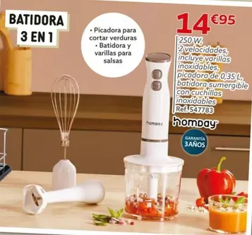 Oferta de Homday - Batidora 3 En 1 por 14,95€ en GiFi