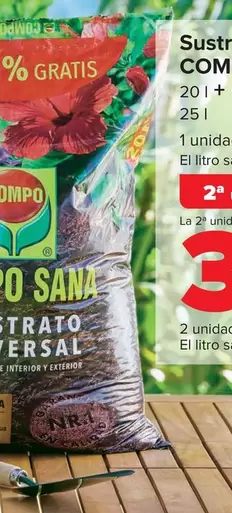 Oferta de Compo Sana - Sustrato Universal  20 L + 5 L Gratis por 6,99€ en Carrefour