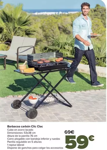 Oferta de Barbacoa Carbon Clic Clac por 59€ en Carrefour