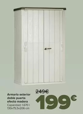 Oferta de Armario Exterior  Doble Puerta  Efecto Madera por 199€ en Carrefour