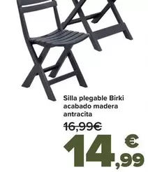 Oferta de Silla Plegable Birki Acabado Madera Antracita por 14,99€ en Carrefour