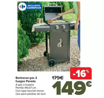 Oferta de Barbacoa Gas 2 Fuegos Pereda por 149€ en Carrefour