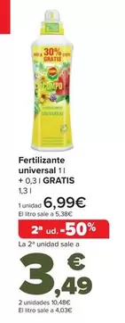 Oferta de Fertilizante Universal 1 L  + 0,3 L Gratis por 6,99€ en Carrefour