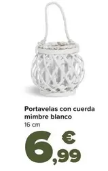 Oferta de Portavelas Con Cuerda Mimbre Blanco por 6,99€ en Carrefour