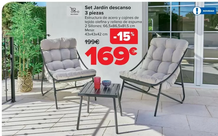 Oferta de Set Jardin Descanso 3 Piezas por 169€ en Carrefour