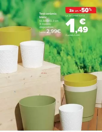 Oferta de Maceta Ceramica Blanca por 2,99€ en Carrefour