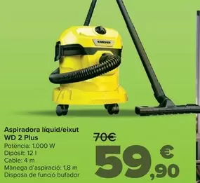 Oferta de Kärcher - Aspiradora Liquido/Seco WD 2 Plus por 59,9€ en Carrefour