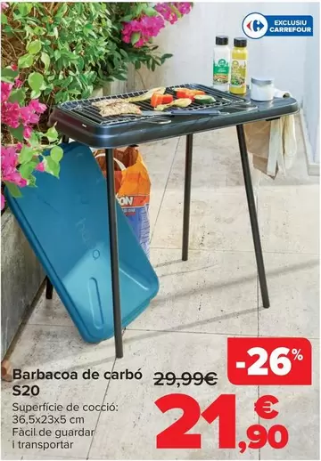 Oferta de Barbacoa Carbon S20 por 21,9€ en Carrefour