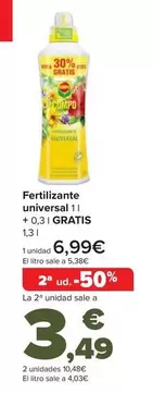 Oferta de Fertilizante Universal 1 L  + 0,3 L Gratis por 6,99€ en Carrefour