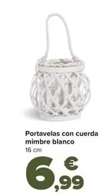 Oferta de Portavelas Con Cuerda Mimbre Blanco por 6,99€ en Carrefour