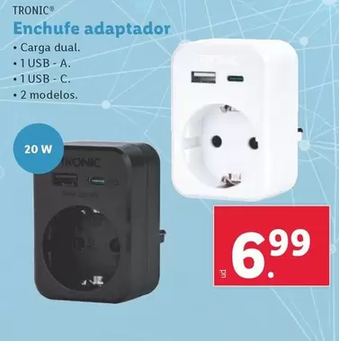 Oferta de Tronic - Enchufe Adaptador por 6,99€ en Lidl