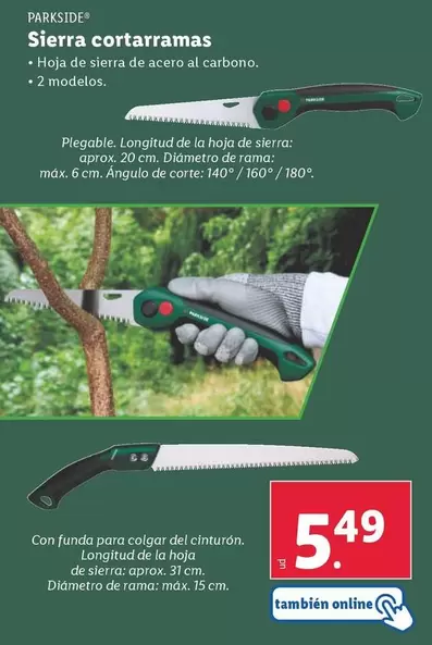 Oferta de Parkside - Sierra Cortarramas por 5,49€ en Lidl