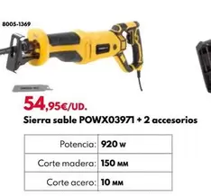 Oferta de Sierra Sable POWX03971 + 2 Accesorios por 54,95€ en BricoCentro