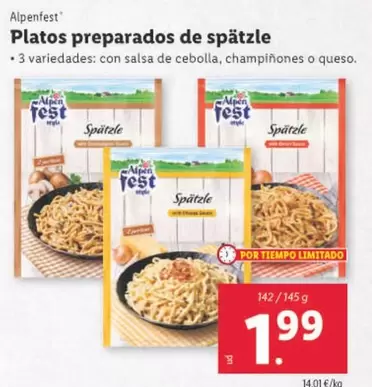 Oferta de Alpenfest - Platos Preparados De Spätzle por 1,99€ en Lidl