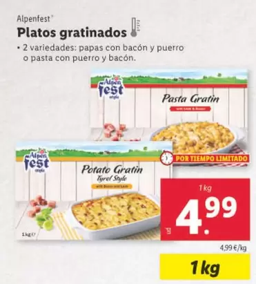 Oferta de Alpenfest - Platos Gratinados por 4,99€ en Lidl