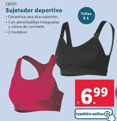 Oferta de Crivit - Sujetador Deportivo por 6,99€ en Lidl