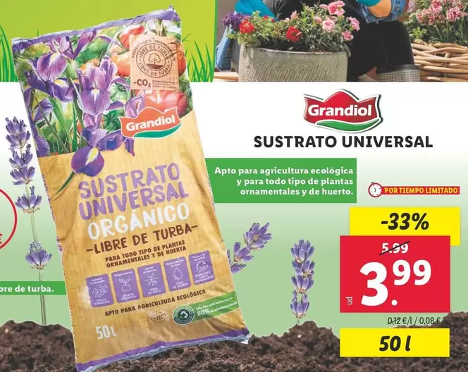 Oferta de Grandiol - Sustrato Universal por 3,99€ en Lidl