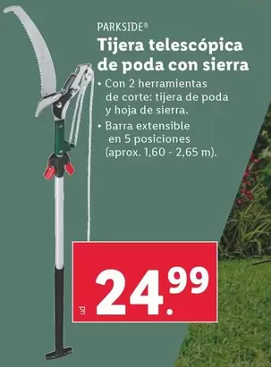 Oferta de Parkside - Tijera Telescopica De Poda Con Sierra por 24,99€ en Lidl