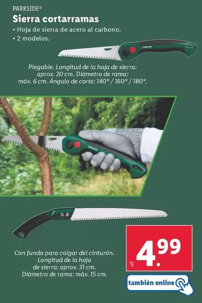 Oferta de Parkside - Sierra Cortarramas por 4,99€ en Lidl