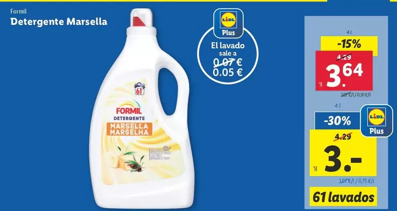 Oferta de Formil - Detergente Marsella por 3,64€ en Lidl