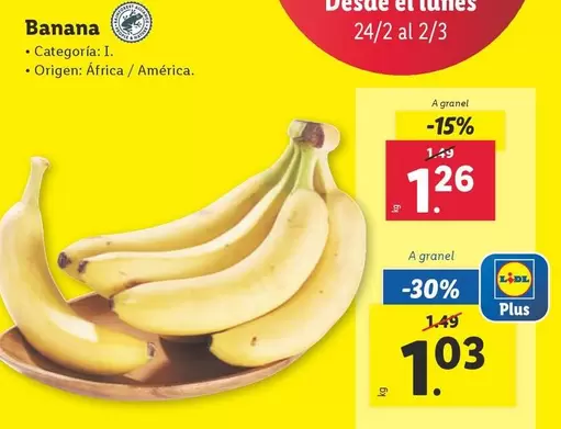 Oferta de Banana por 1,26€ en Lidl