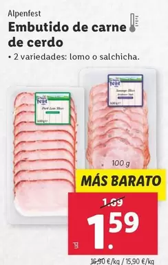 Oferta de Alpenfest - Embutido De Carne De Cerdo por 1,59€ en Lidl