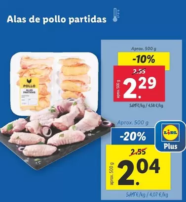 Oferta de Alas De Pollo Partidas por 2,29€ en Lidl