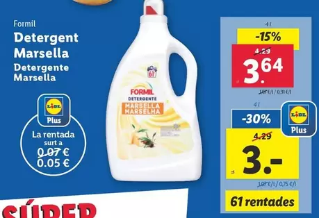 Oferta de Formil - Detergente Marsella por 3,64€ en Lidl