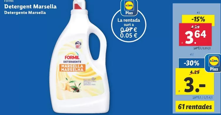 Oferta de Formil - Detergente Marsella por 3,64€ en Lidl