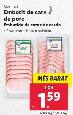 Oferta de Alpenfest - Embutido De Carne De Cerdo por 1,59€ en Lidl