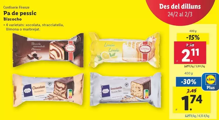 Oferta de Confiserie Firenze - Bizcocho por 2,11€ en Lidl