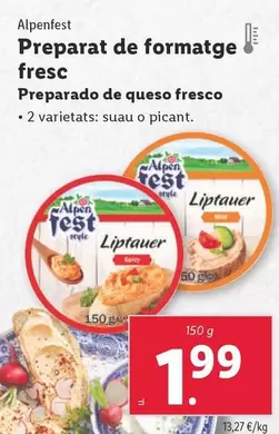 Oferta de Alpenfest - Preparado De Queso Fresco por 1,99€ en Lidl