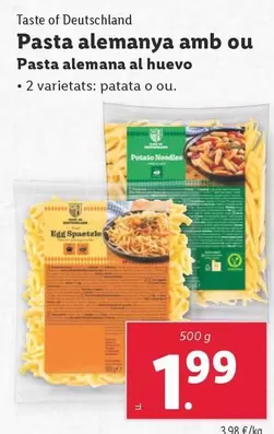 Oferta de Taste Of Deutschland - Pasta Alemana Al Huevo por 1,99€ en Lidl