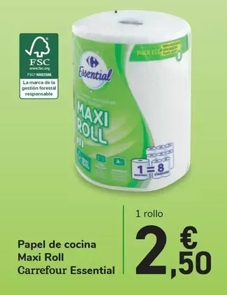 Oferta de Carrefour - Papel De Cocina Maxi Roll por 2,5€ en Carrefour Express