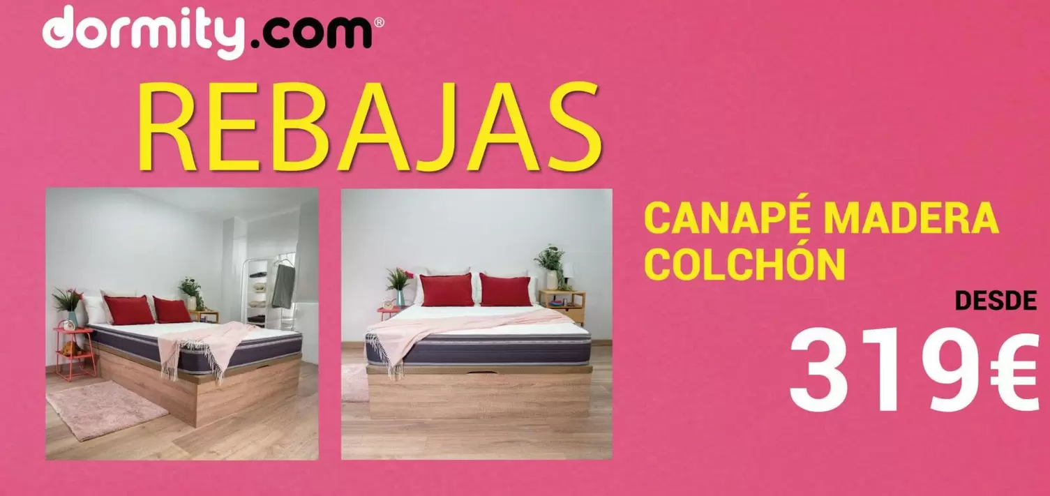 Oferta de Canapé Madera Colchón por 319€ en Dormity