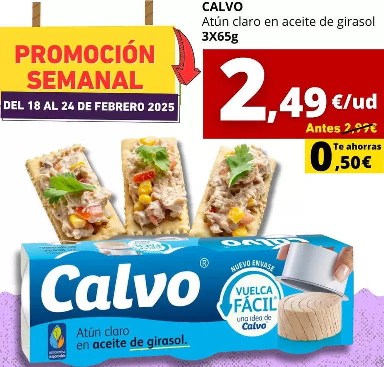 Oferta de Calvo - Atun Claro En Aceite De Girasol por 2,49€ en Tu Trébol Hipermercados