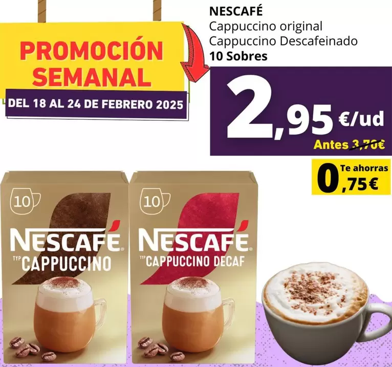 Oferta de Nescafé - Cappuccino Decaf por 2,95€ en Tu Trébol Hipermercados