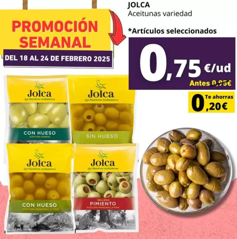 Oferta de Jolca - Aceitunas Variedad por 0,75€ en Tu Trébol Hipermercados