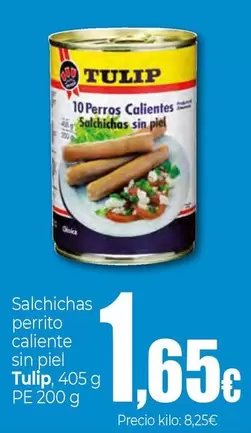 Oferta de Tulip - Salchichas Perrito Caliente Sin Piel por 1,65€ en UDACO