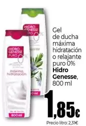 Oferta de Hidro Genesse - Gel De Ducha Máxima Hidratación O Relajante Puro 0% por 1,85€ en UDACO